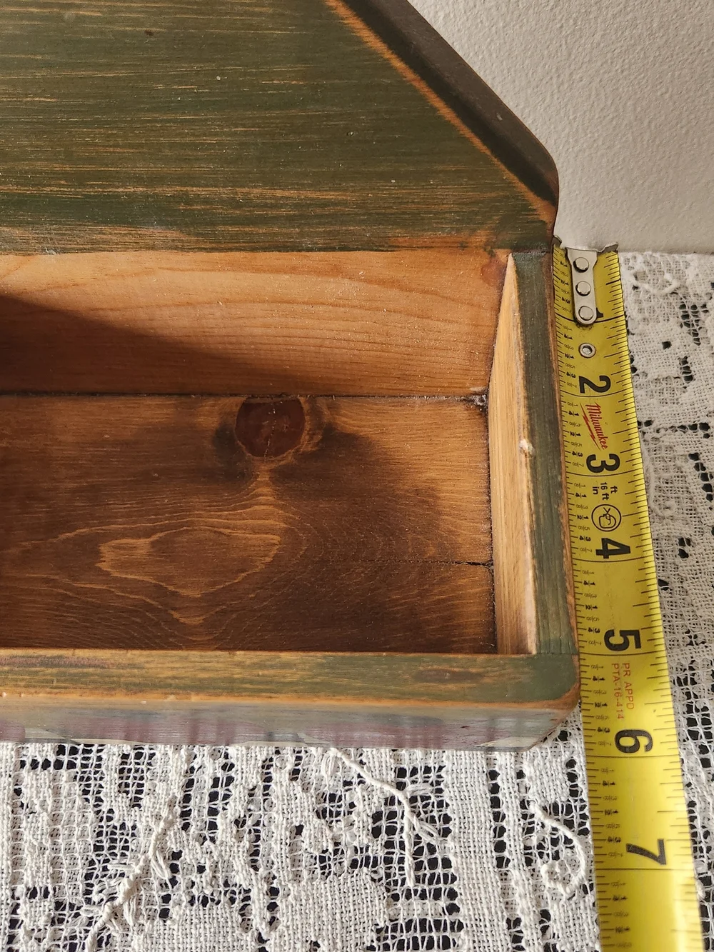 Farmhouse Hand-Painted Rustic Apple Wall Shelf Box - Green and Red